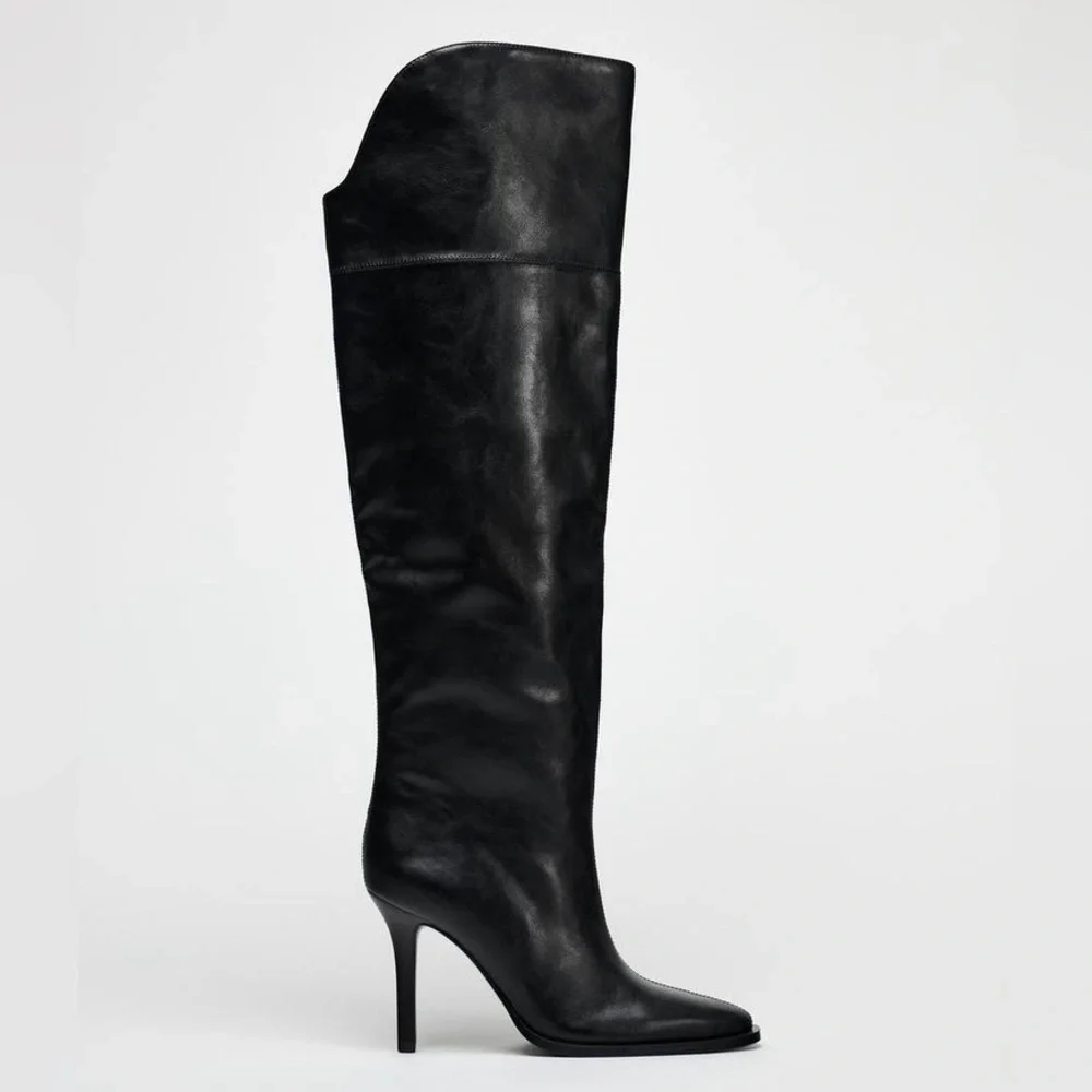 ZARA NWT! XL OVER‎ THE KNEE HEELED BOOTS